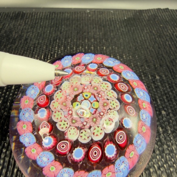 Baccarat Millefiori Art Glass Paperweight Concentric Floral Murrine Pink RARE - Picture 4 of 16